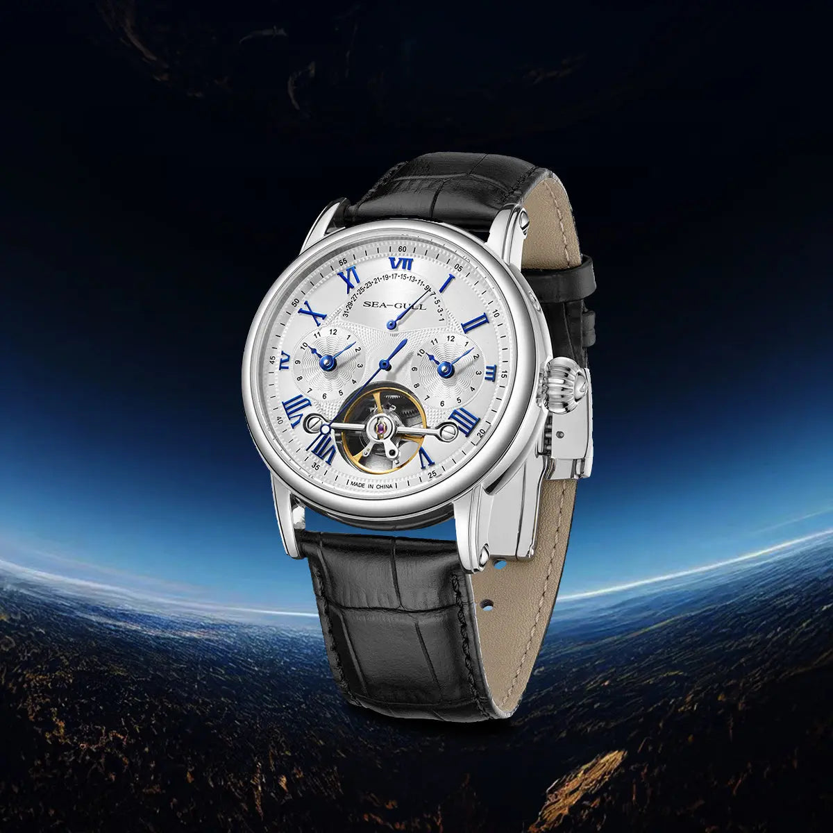 Open-Worked | Dual Time zone | Balance Wheel | 42mm Sea-Gull