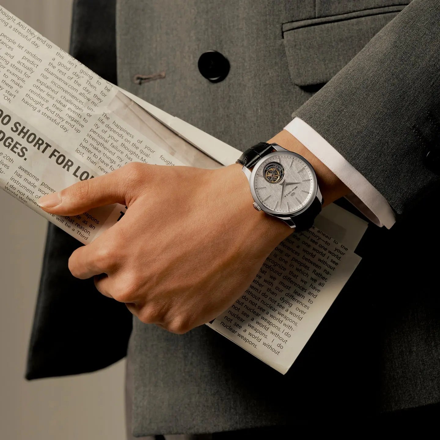 Ultra-thin Automatic Tourbillon | 9.35mm Thickness | Chinese Guqin Texture Dial | 42mm Sea-Gull