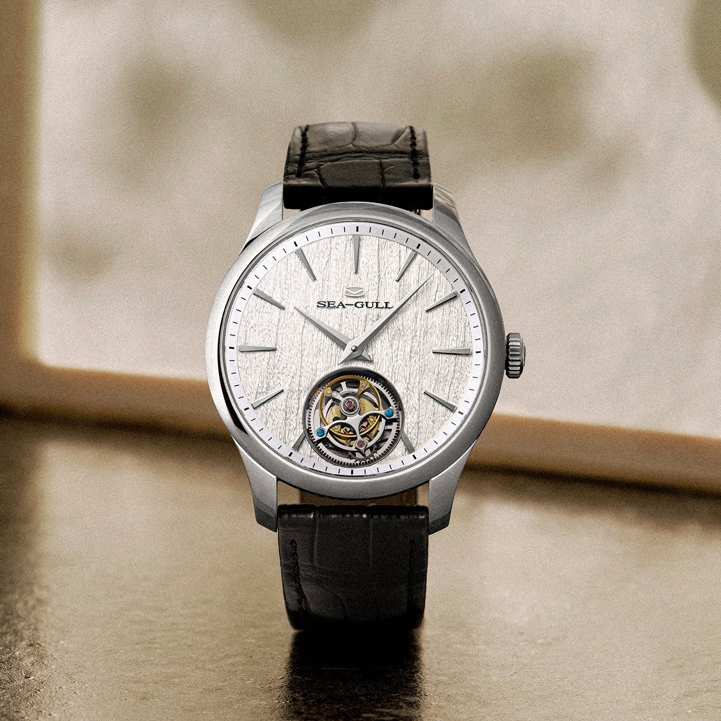 Ultra-thin Automatic Tourbillon | 9.35mm Thickness | Chinese Guqin Texture Dial | 42mm Sea-Gull