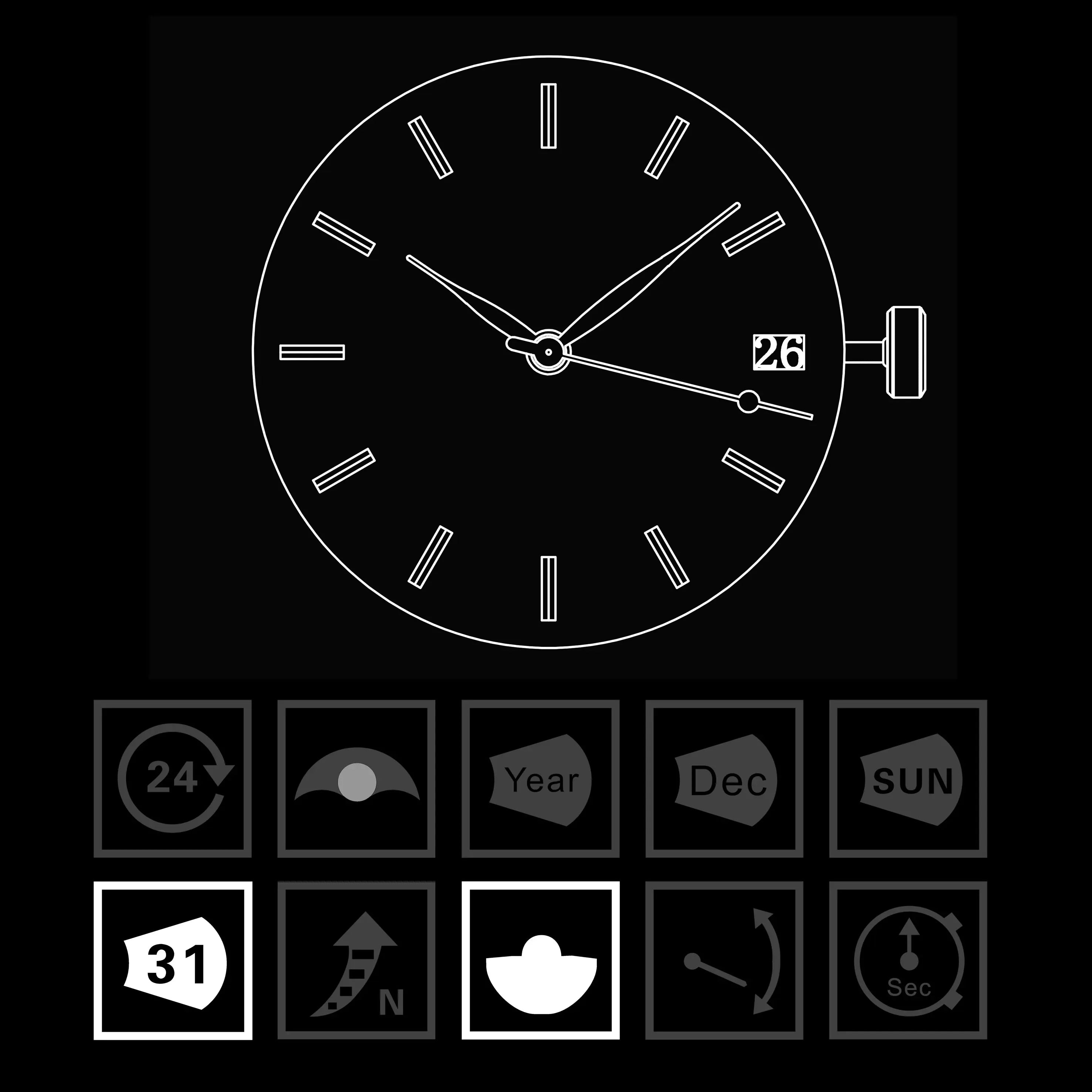 ST1812 | Automatic Movement | Calendar | Ultra-thin Sea-Gull