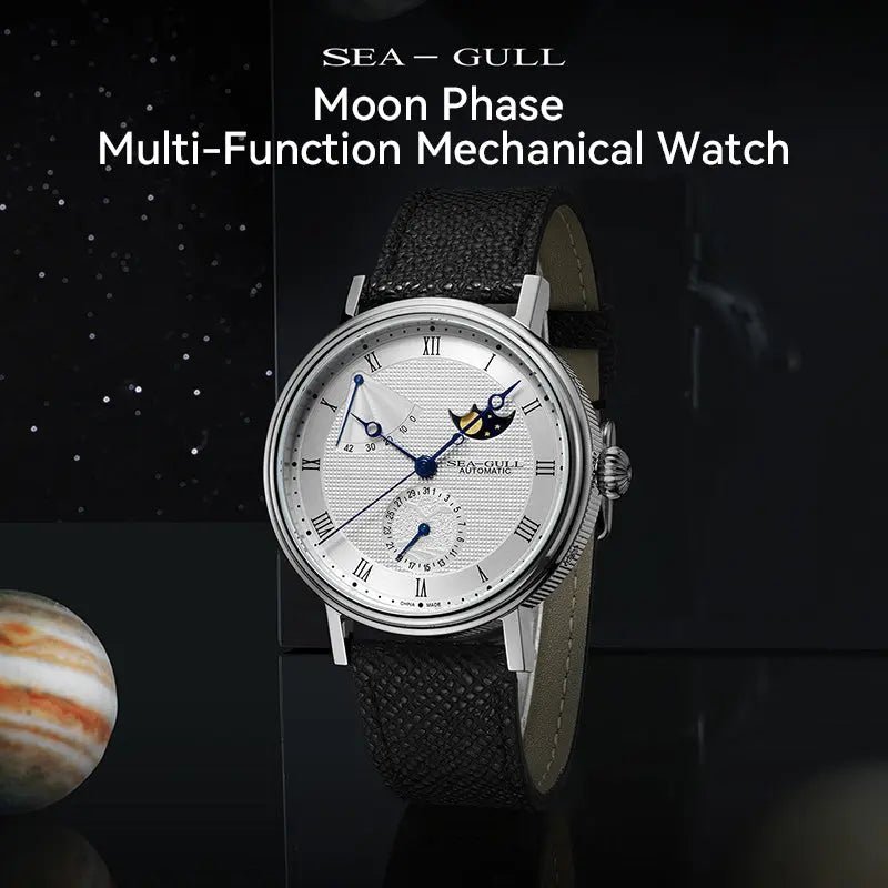 Moon Phase | Business | Complete Calendar | Energy Indicator | 41mm - Sea-Gull Watch Official Store