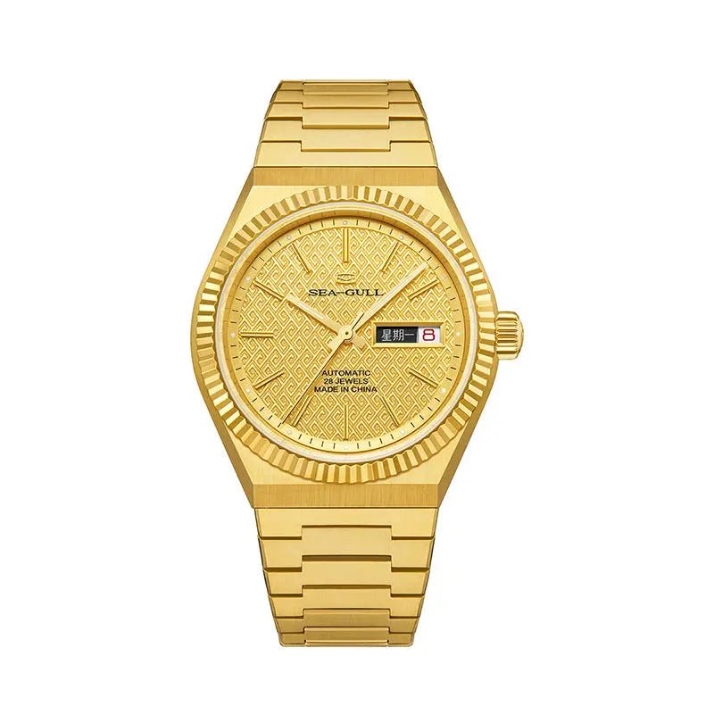 Reissue | Fluted Bezel | Day-Date Display | Ancient Cloud Motif Dial | 38mm - Sea-Gull Watch Official Store