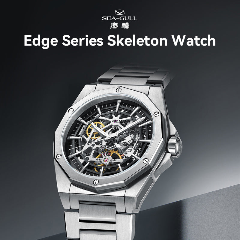 Série Edge | Squelette | Bracelet en acier inoxydable | 42mm