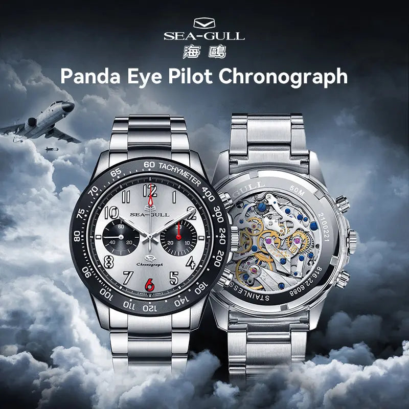 Panda Eye | Pilot | Chronograph | Tachymeter | Luminous | 44mm Sea-Gull