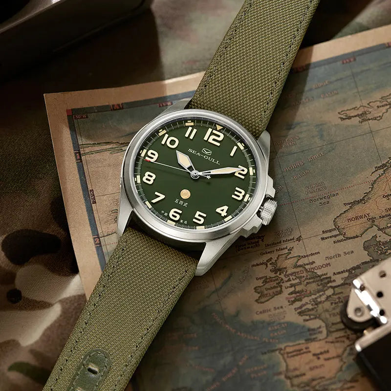Vintage | Military Watch | Luminous | 100m Waterproof | Pilot | 43mm Sea-Gull
