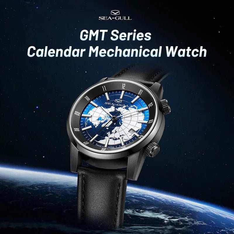 GMT | Double fuseau horaire | Calendrier | 40 mm Sea-Gull