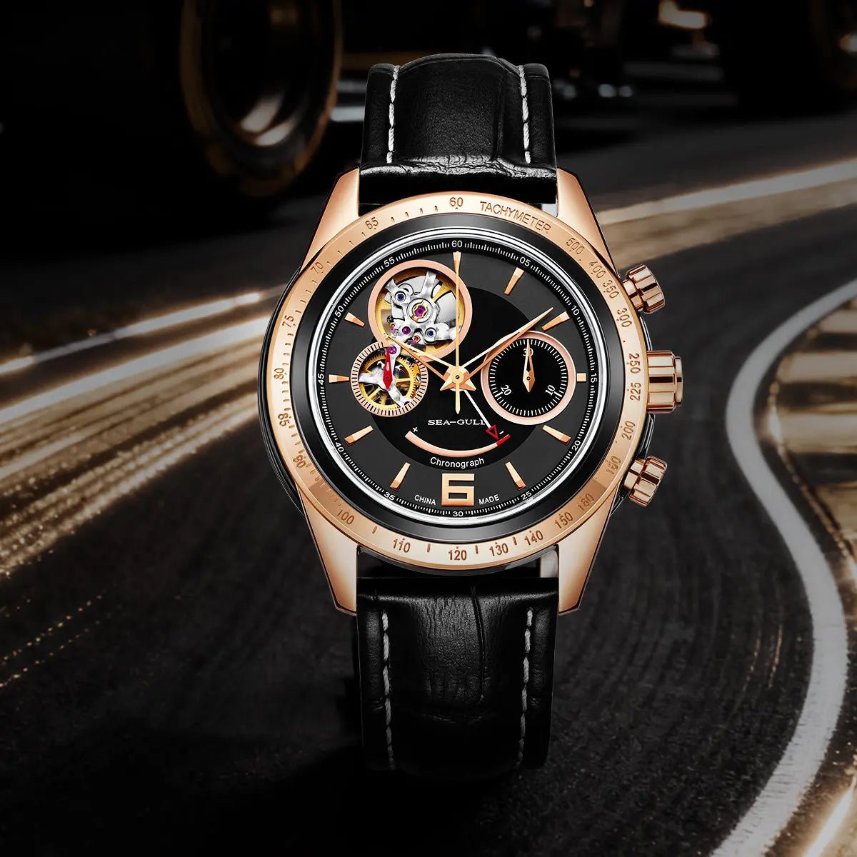 Racing | Cronografo | Tre contatori | Bilanciere scheletrato | Orologio Sea-Gull 42mm Negozio ufficiale