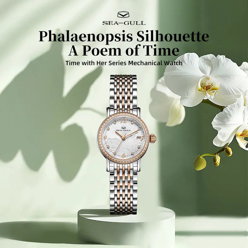 Flower Dial | Calendar | Moth Orchids Pattern | 27mm Sea-Gull