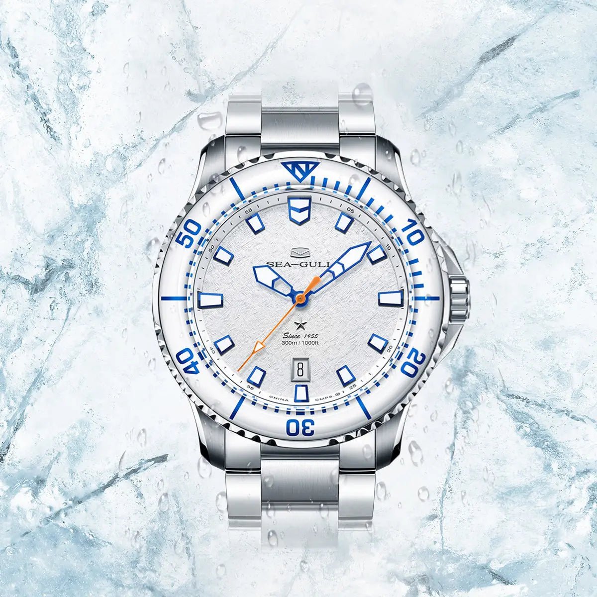 Serie Ocean Pro | Ice Wing | región nevada | impermeable hasta 300M | luminiscente | calendario | 43.5mm Sea-Gull