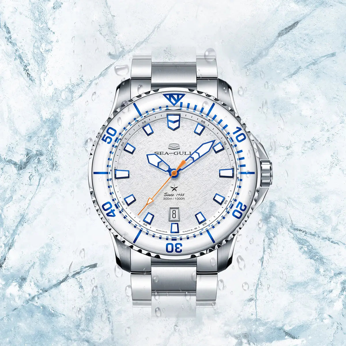 Ocean Series Pro | Ice Wing Snow Region | 300M Waterproof | Luminous | Calendar | 43.5mm Sea-Gull