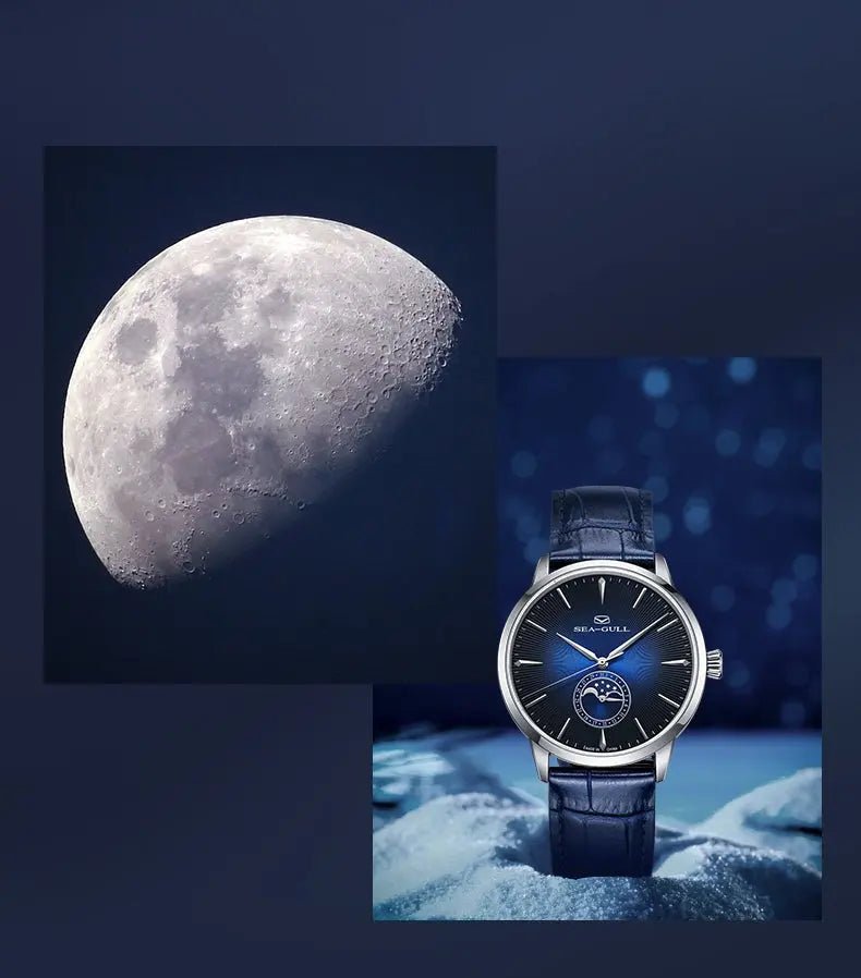 Moon Phase | Sub-dial | Sunray Pattern | Business | 39.5mm - Sea-Gull Watch Official Store
