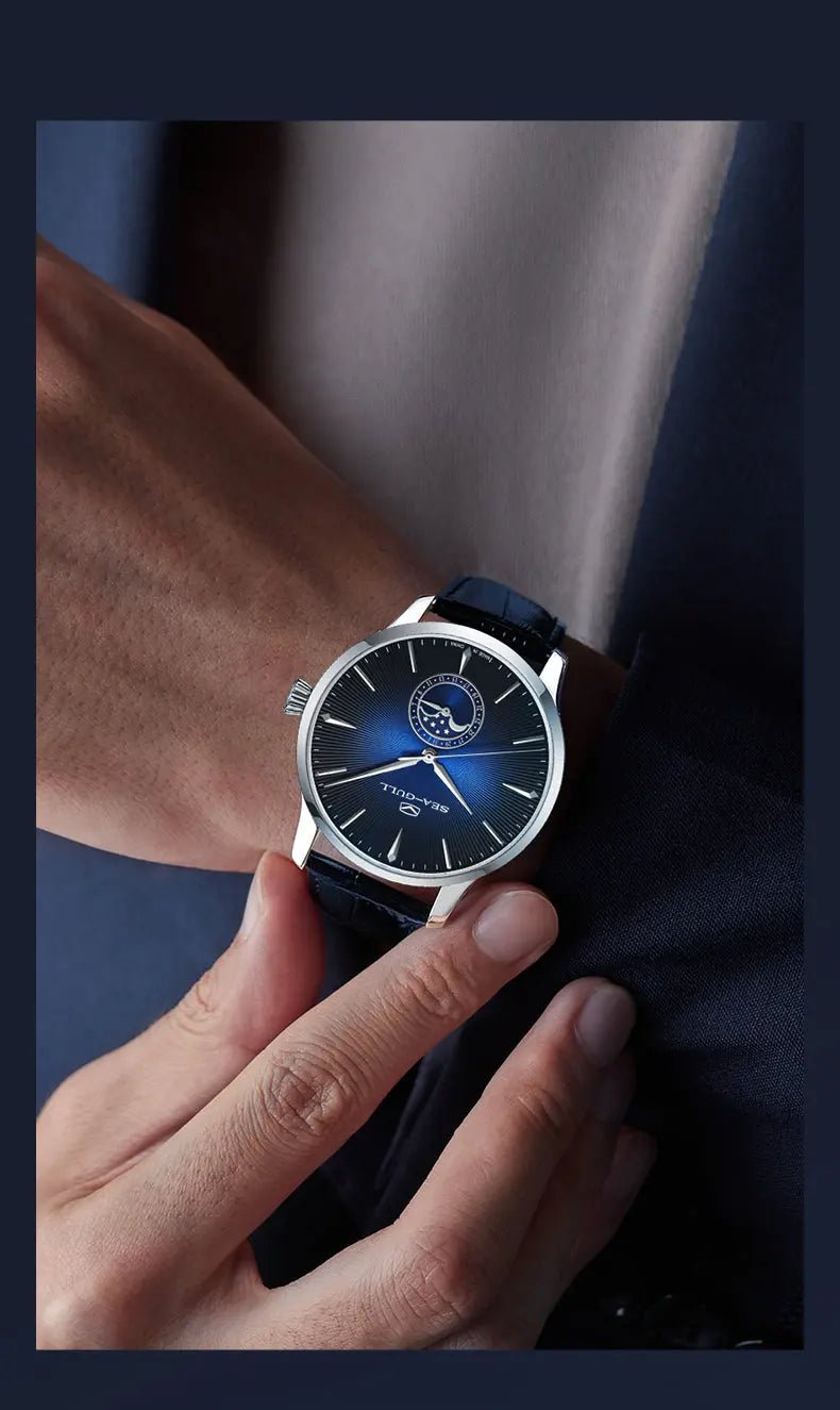 Moon Phase | Sub-dial | Sunray Pattern | Business | 39.5mm - Sea-Gull Watch Official Store
