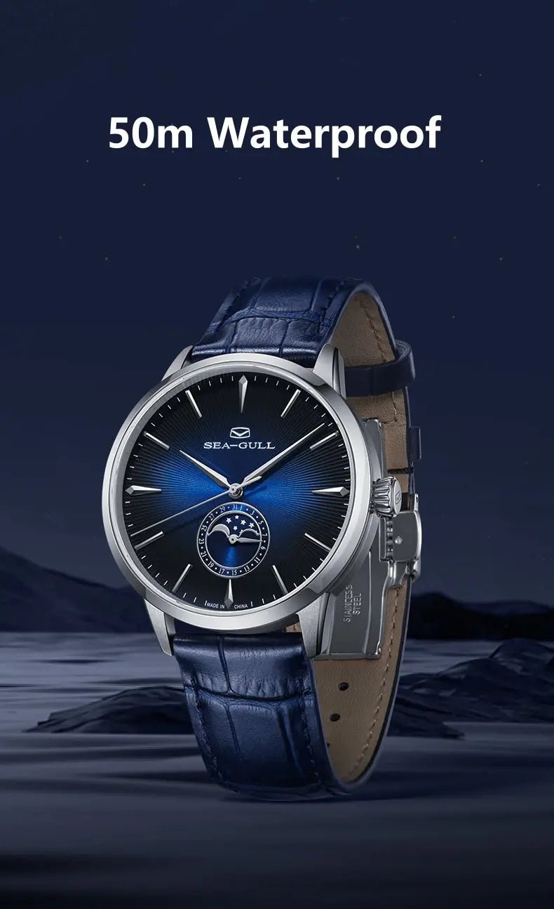 Moon Phase | Sub-dial | Sunray Pattern | Business | 39.5mm - Sea-Gull Watch Official Store