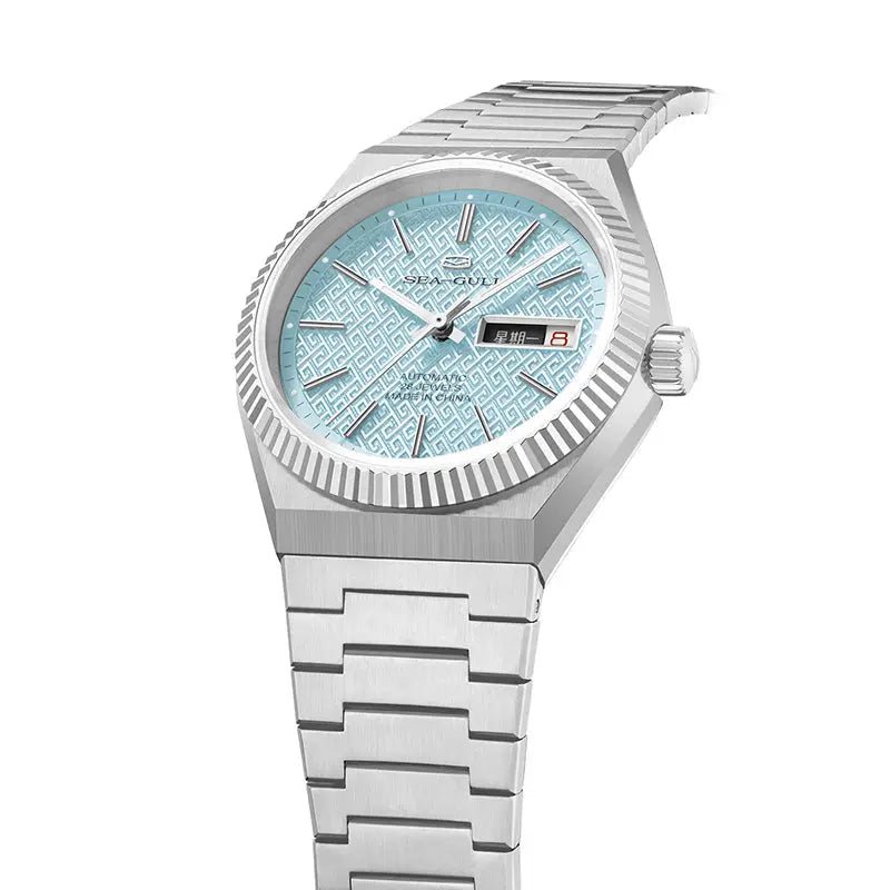 Reissue | Fluted Bezel | Day-Date Display | Ancient Cloud Motif Dial | 38mm - Sea-Gull Watch Official Store