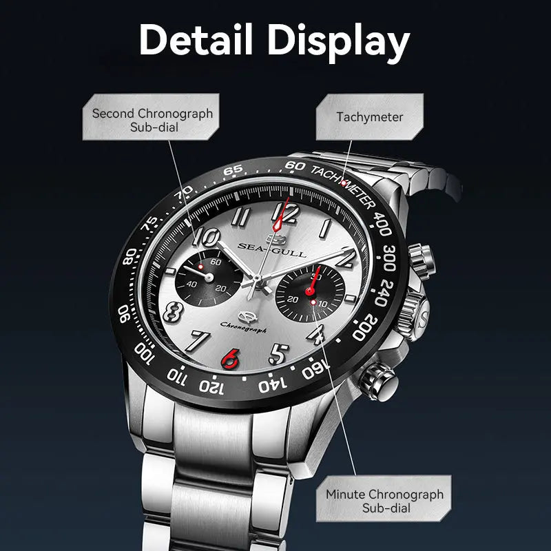 Panda Eye | Pilot | Chronograph | Tachymeter | Luminous | 44mm Sea-Gull