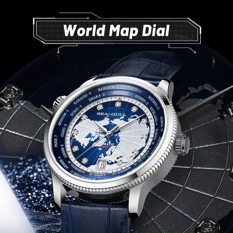 GMT | World Time | Dual Time Zone | Calendar | 41mm - Sea-Gull Watch Official Store