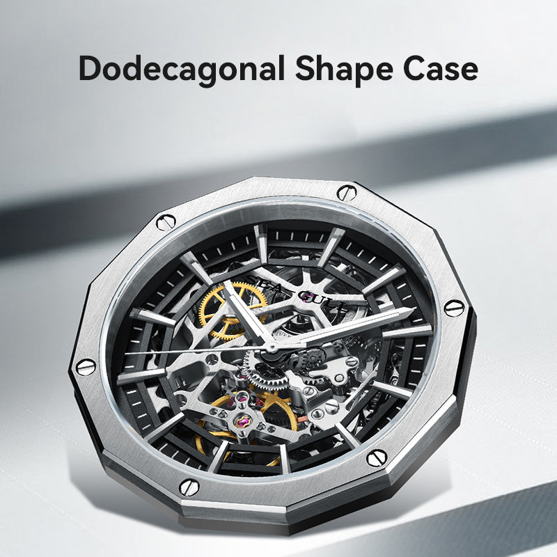 Série Edge | Squelette | Bracelet en acier inoxydable | 42mm