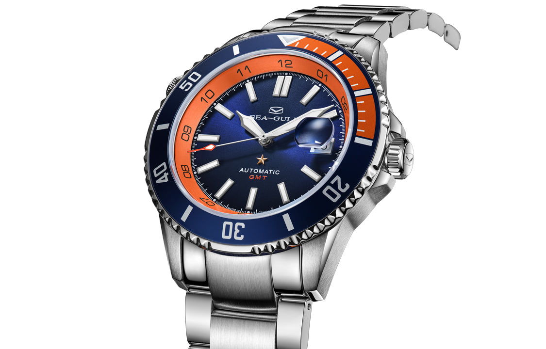 Serie Oceánica | Doble Zona Horaria | GMT | 200M Impermeable | Luminiscente | Calendario | 43.5mm