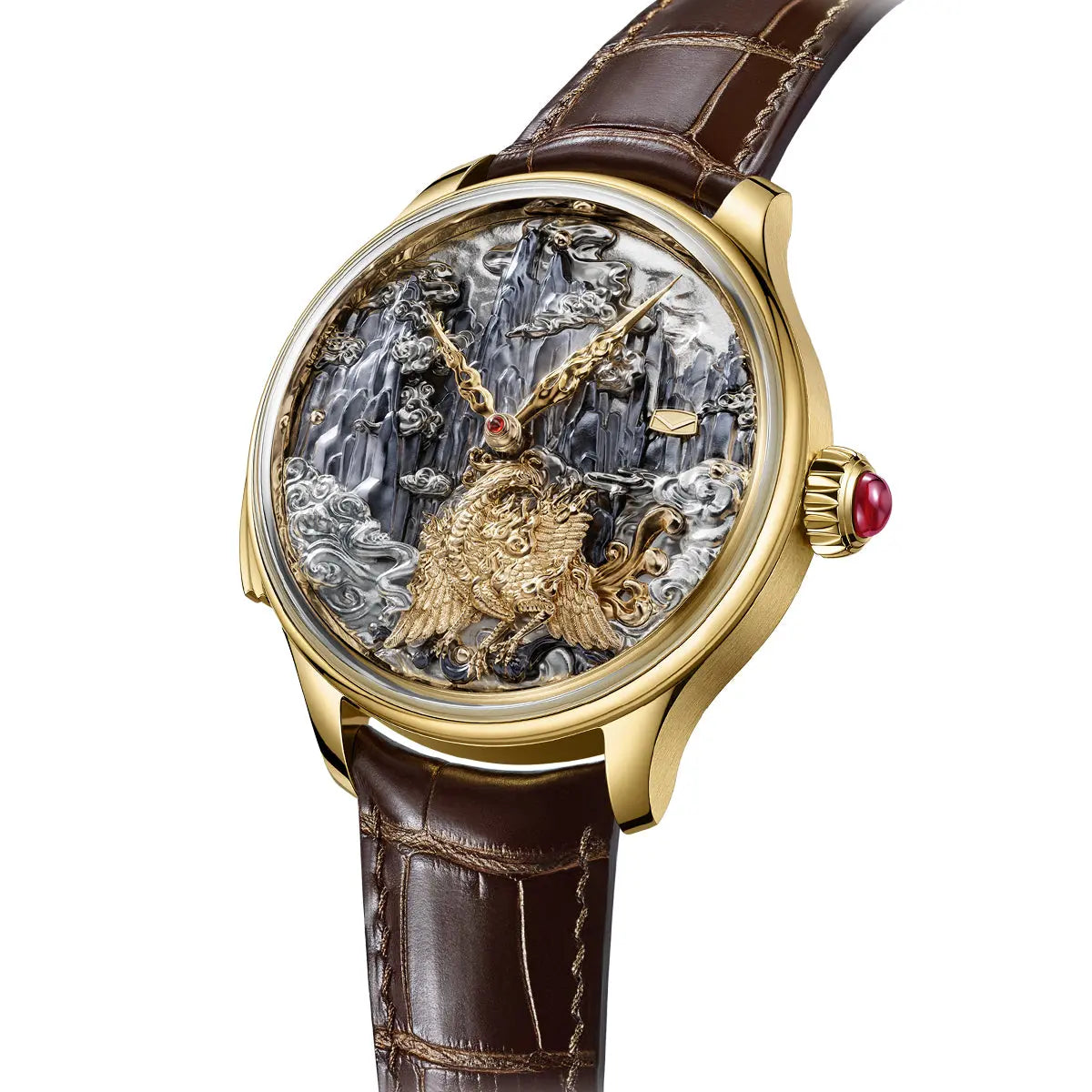 Tourbillon | Three-Legged Golden Crow | Minute Repeater | Gold-Engraved | Automaton | 46mm Sea-Gull