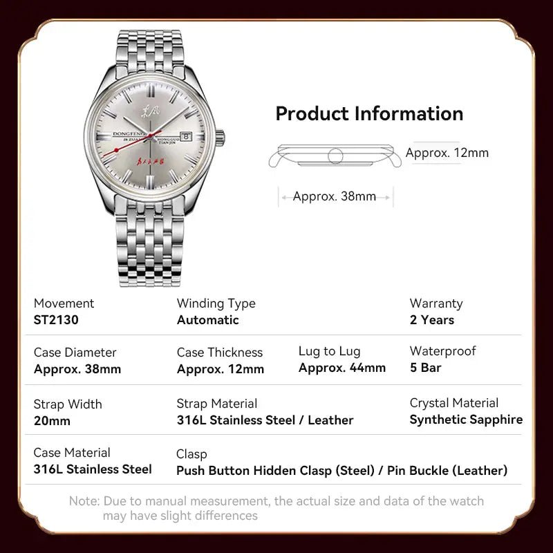 Serie Dongfeng | Doppio cinturino | Vintage | Calendario | 38mm Sea-Gull