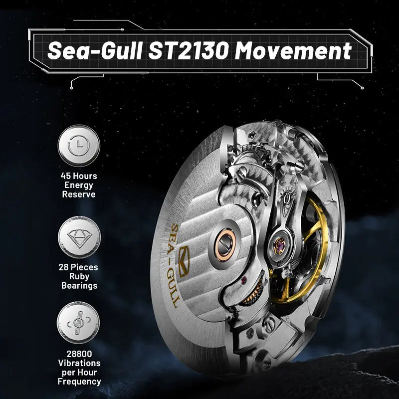 GMT | World Time | Dual Time Zone | Calendar | 41mm Sea-Gull