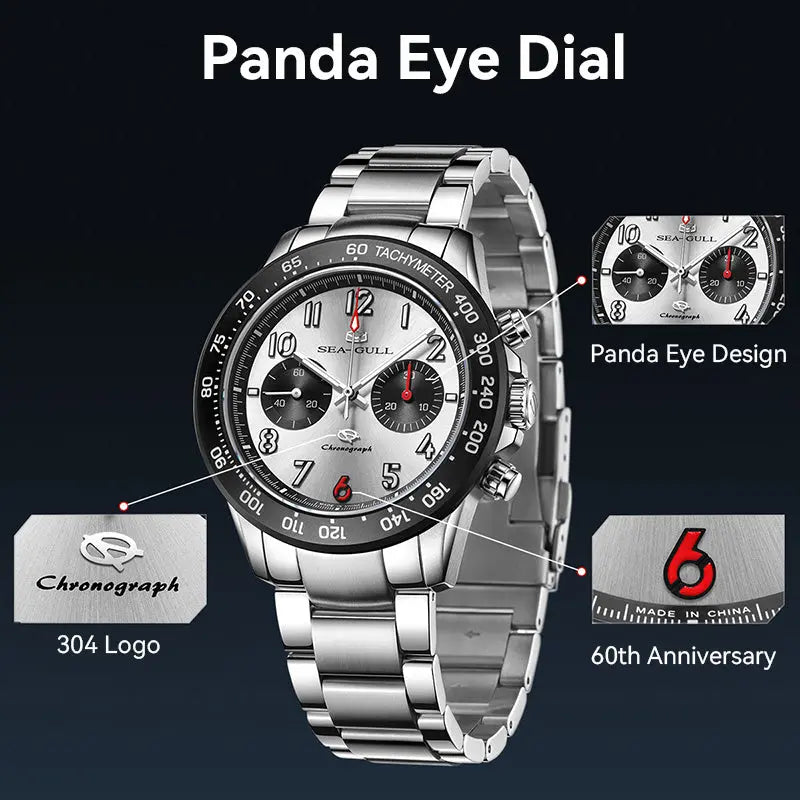Panda Eye | Pilot | Chronograph | Tachymeter | Luminous | 44mm Sea-Gull