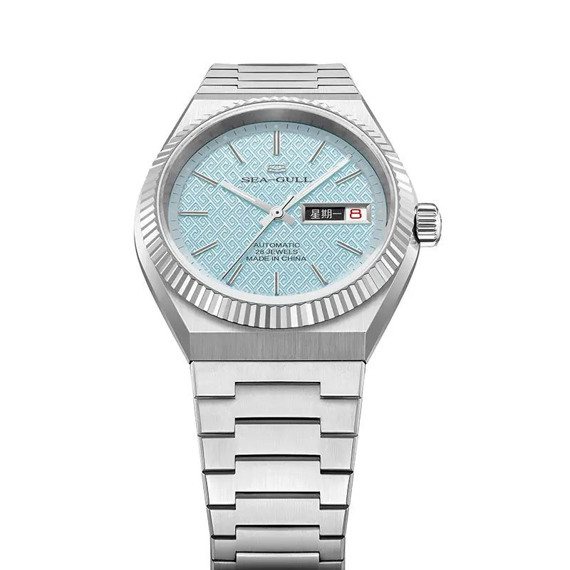 Reissue | Fluted Bezel | Day-Date Display | Ancient Cloud Motif Dial | 38mm - Sea-Gull Watch Official Store