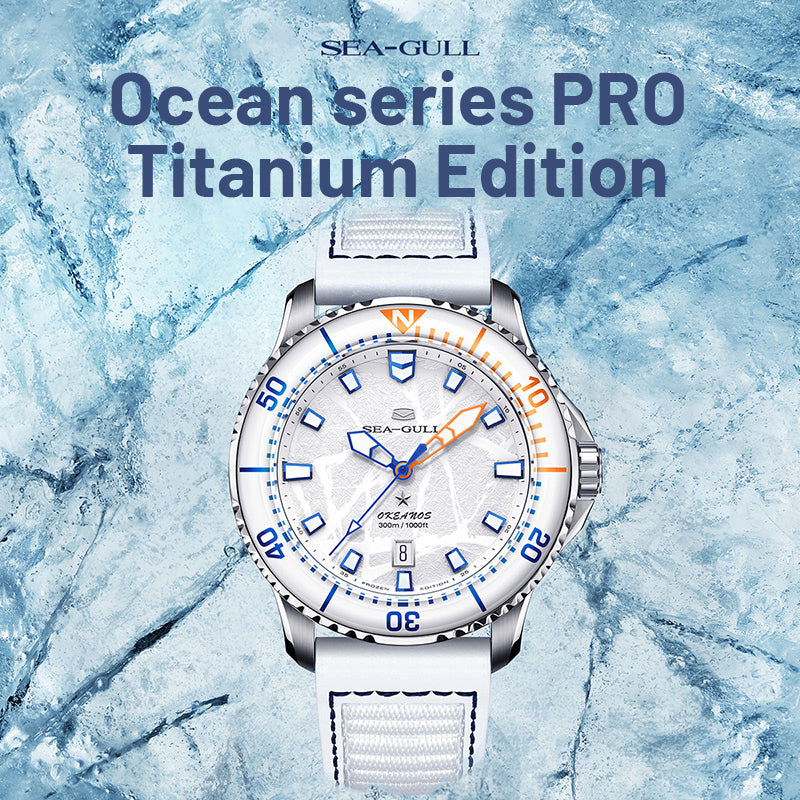 Serie Oceánica Pro | Ala de Hielo | Titanio | 300m Impermeable | 43mm