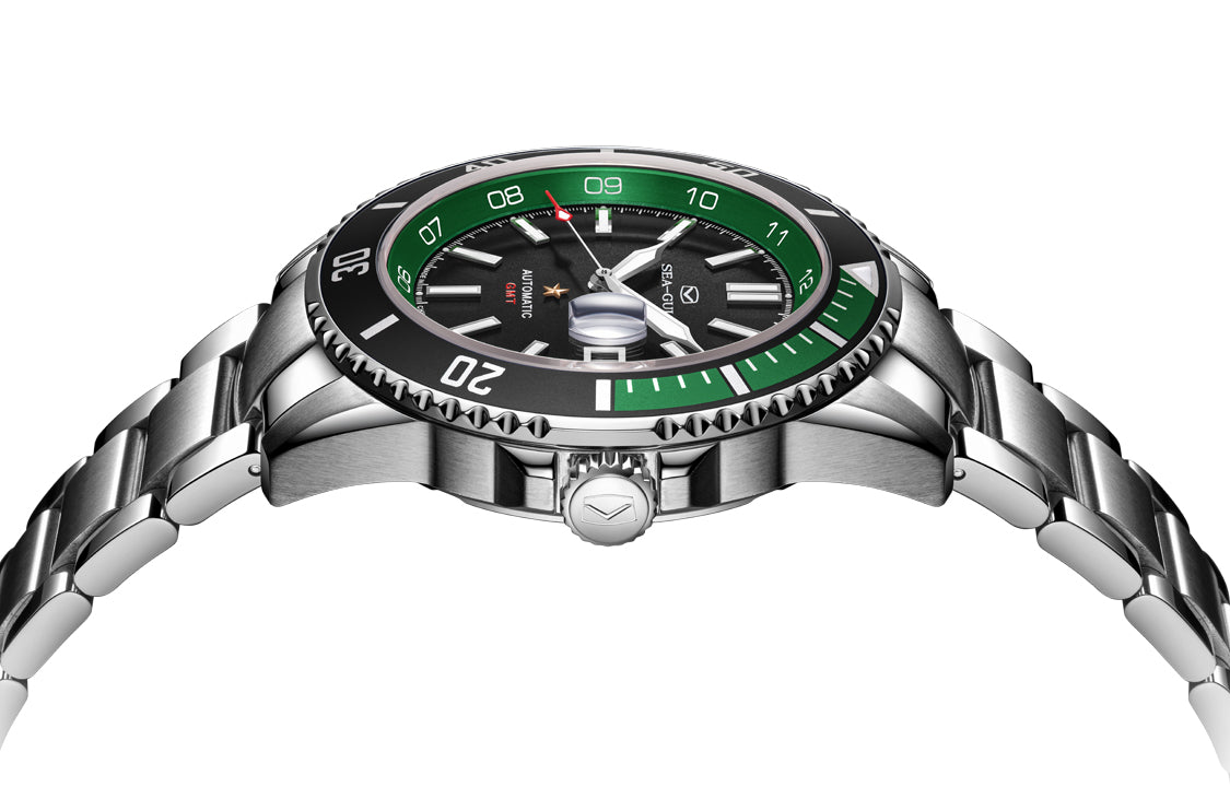 Serie Oceánica | Doble Zona Horaria | GMT | 200M Impermeable | Luminiscente | Calendario | 43.5mm