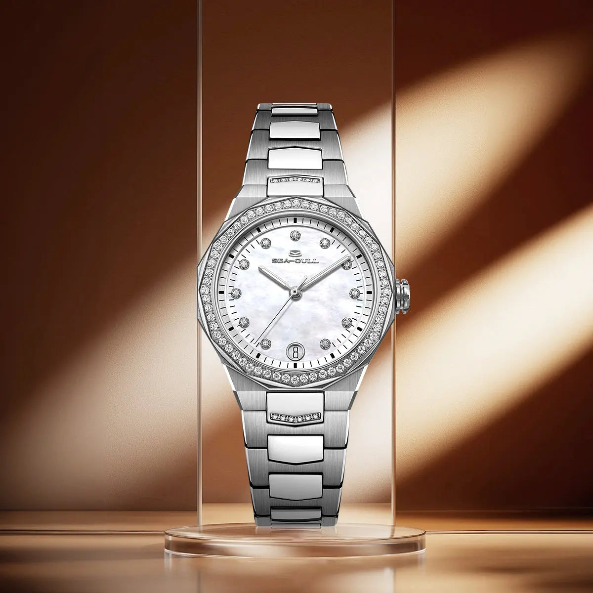 Mother-of-Pearl Dial | Calendar | Zircon | Luminous | 34mm Sea-Gull