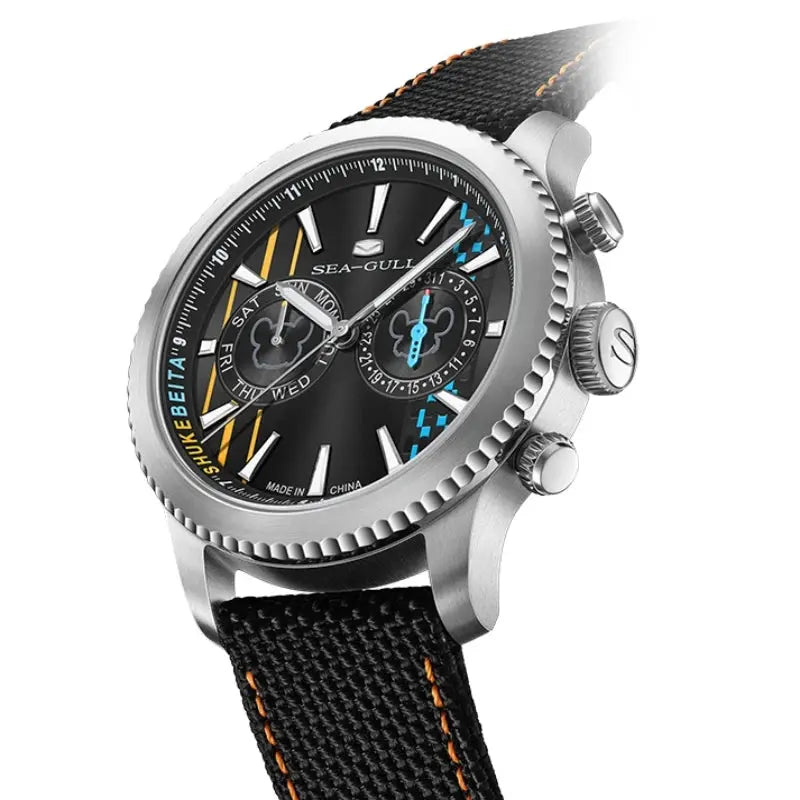 Shuke & Beita Collaboration | Pilot | Dual Time Zone | GMT | Calendar | Luminous | 43mm Sea-Gull