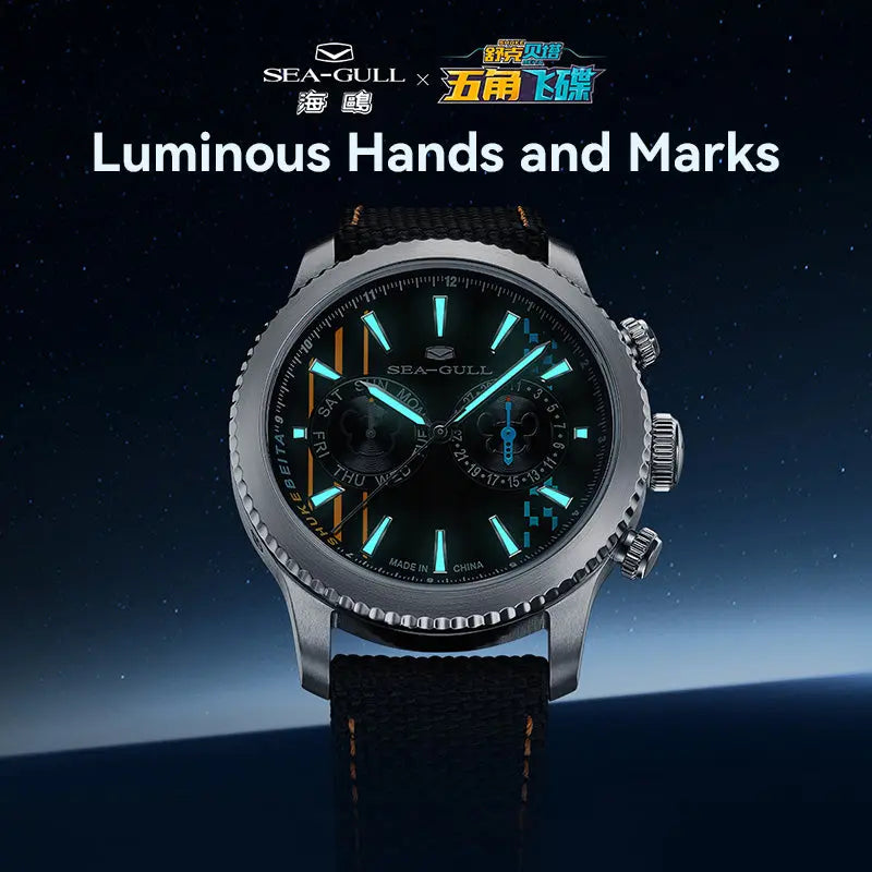 Shuke & Beita Collaboration | Pilot | Dual Time Zone | GMT | Calendar | Luminous | 43mm Sea-Gull