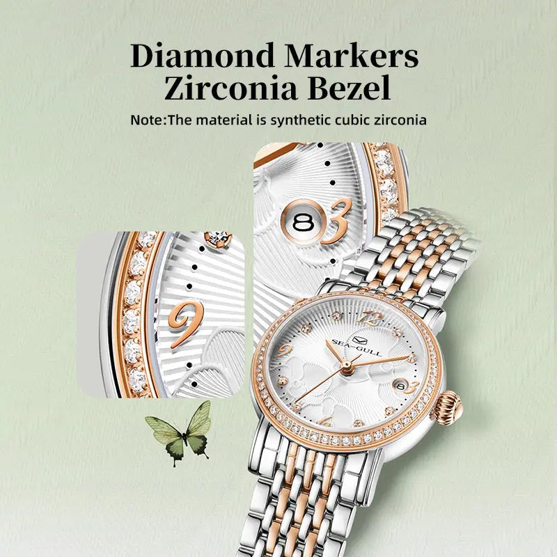 Flower Dial | Calendar | Moth Orchids Pattern | 27mm Sea-Gull