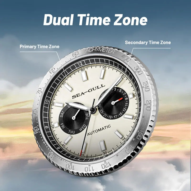 Panda Eye | GMT | Dual Calendar | Tachymeter | 43mm Sea-Gull