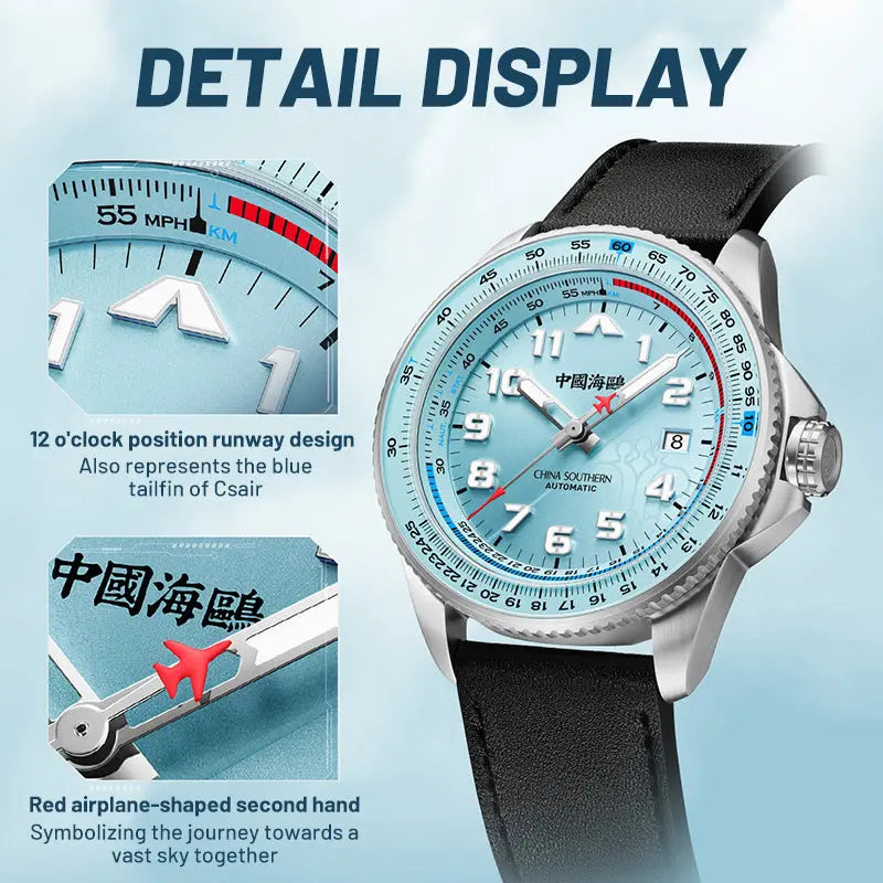 Csair Collaboration | Sky Series | Tachymeter | Luminous | Pilot | 42mm Sea-Gull