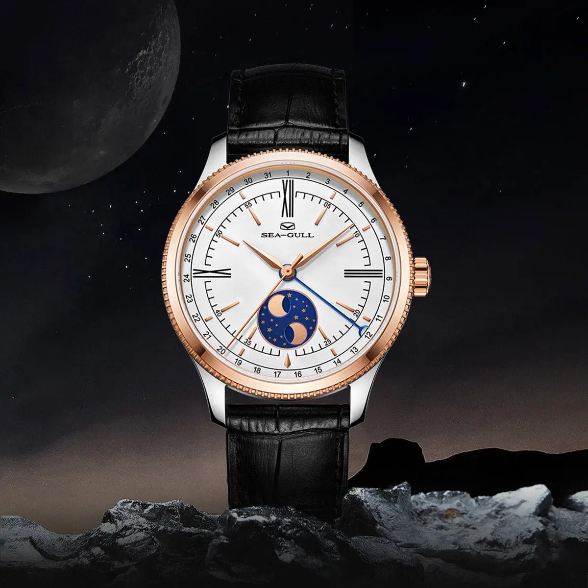 Moon Phase | Calendar | Roman Numeral | 41mm - Sea-Gull Watch Official Store