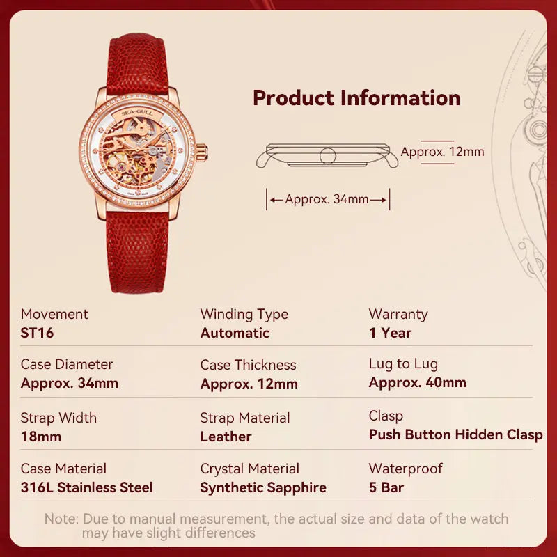 Elegant | Skeleton | Fashion | 34mm Sea-Gull