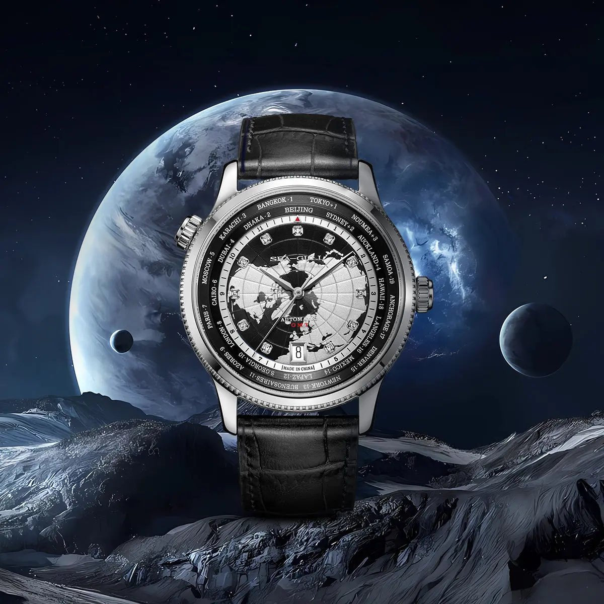 GMT | World Time | Dual Time Zone | Calendar | 41mm - Sea-Gull Watch Official Store