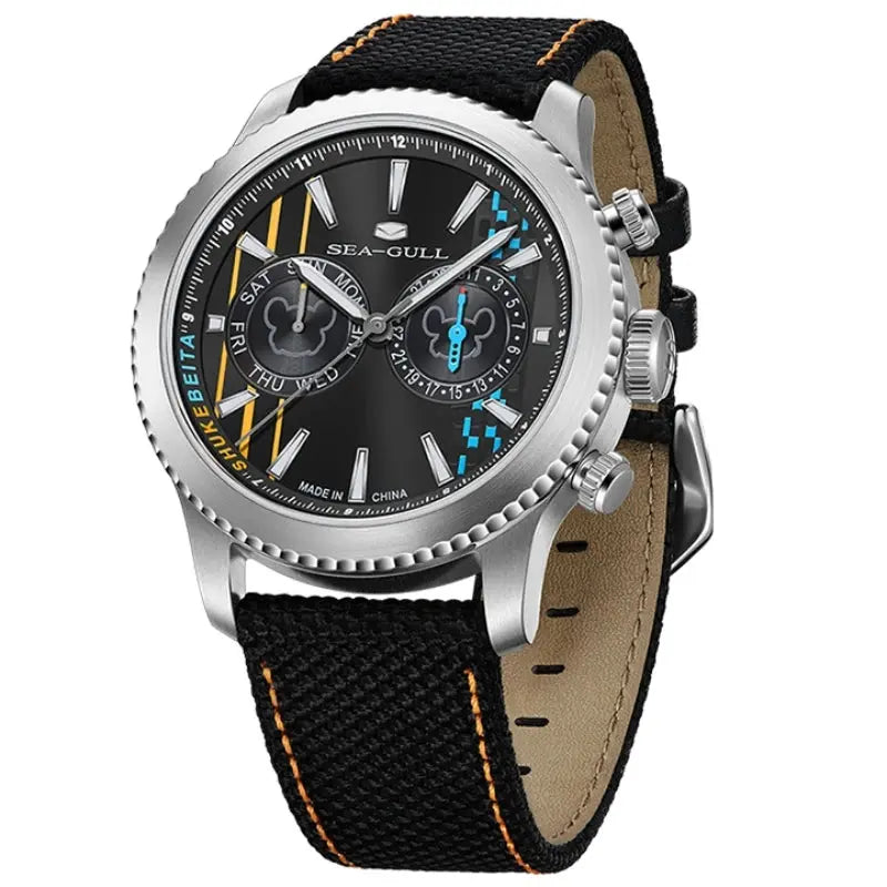 Shuke & Beita Collaboration | Pilot | Dual Time Zone | GMT | Calendar | Luminous | 43mm Sea-Gull