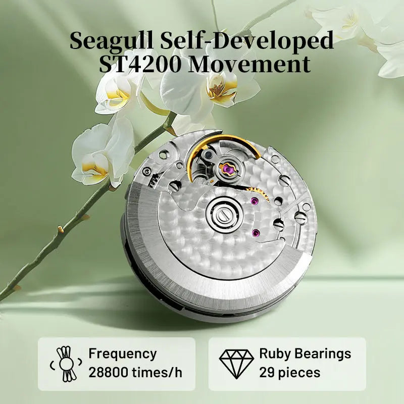 Flower Dial | Calendar | Moth Orchids Pattern | 27mm Sea-Gull