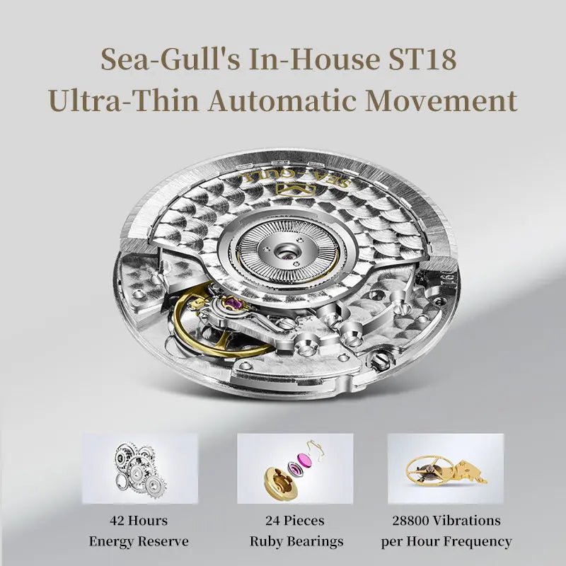 Ultra-fin | Professionnel | Calendrier | 39 mm Sea-Gull