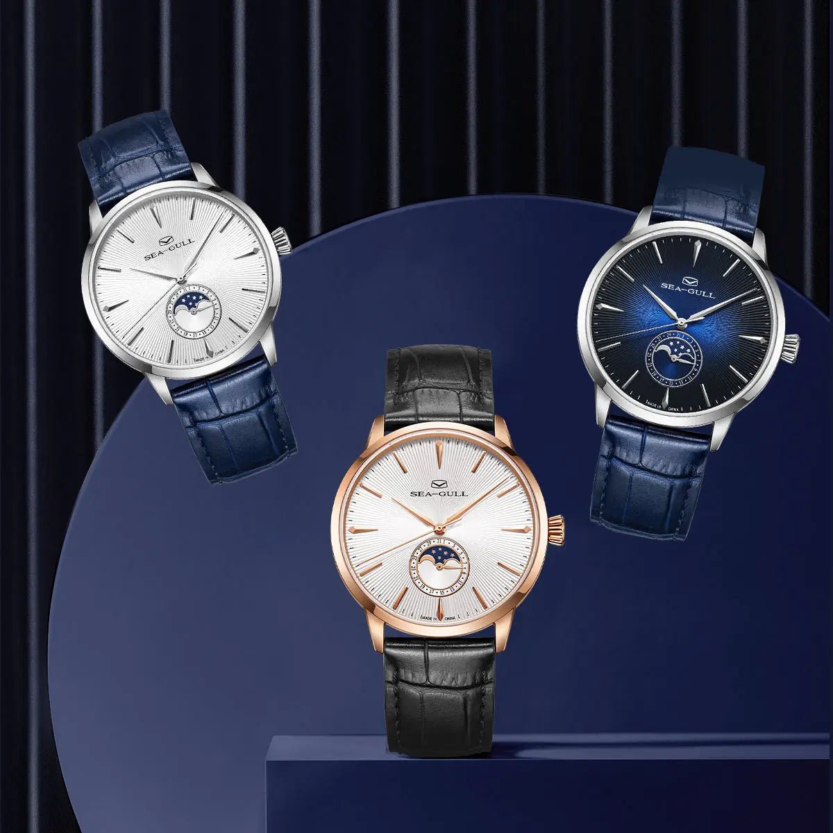 Moon Phase | Sub-dial | Sunray Pattern | Business | 39.5mm - Sea-Gull Watch Official Store