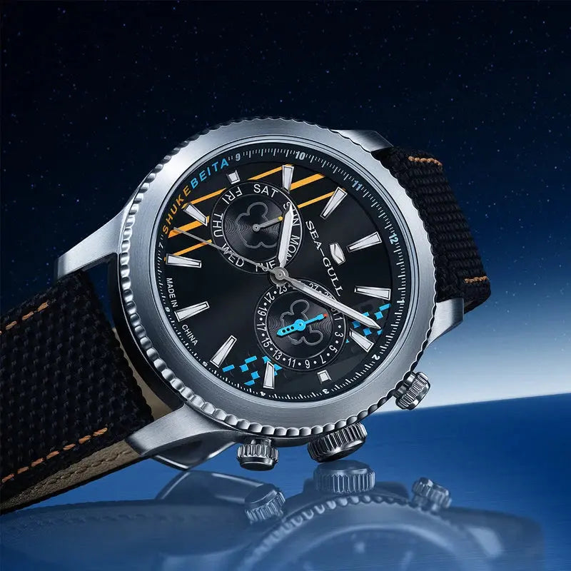 Shuke & Beita Collaboration | Pilot | Dual Time Zone | GMT | Calendar | Luminous | 43mm Sea-Gull