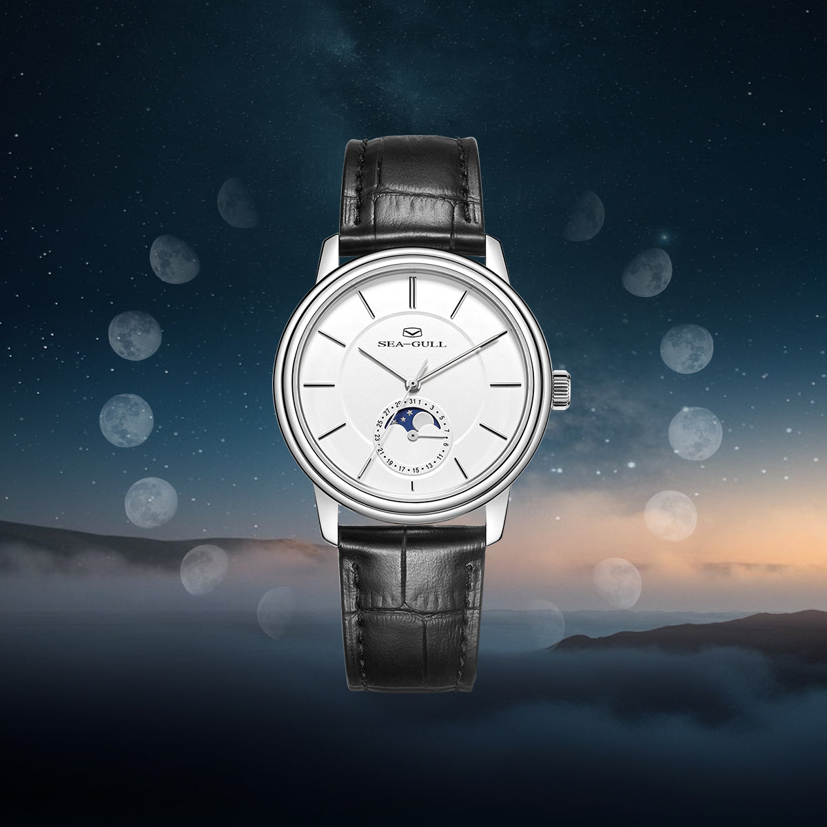 Moon Phase | Sub-dial | Business | Ultra-thin | 38mm Sea-Gull