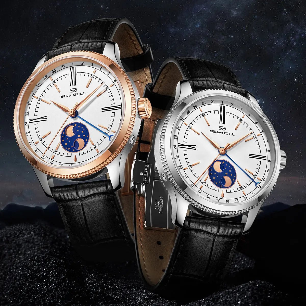 Moon Phase | Calendar | Roman Numeral | 41mm - Sea-Gull Watch Official Store