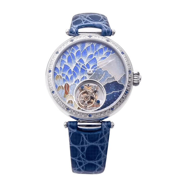 Tourbillon | Cadran en émail | Série Heritage | Serti de diamants | 38mm Sea-Gull