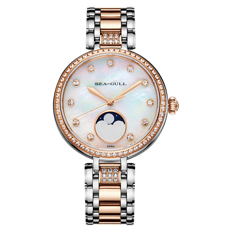 Mother-of-Pearl Dial | Diamond-Studded | Luxury | Moon Phase | 36.5mm Sea-Gull
