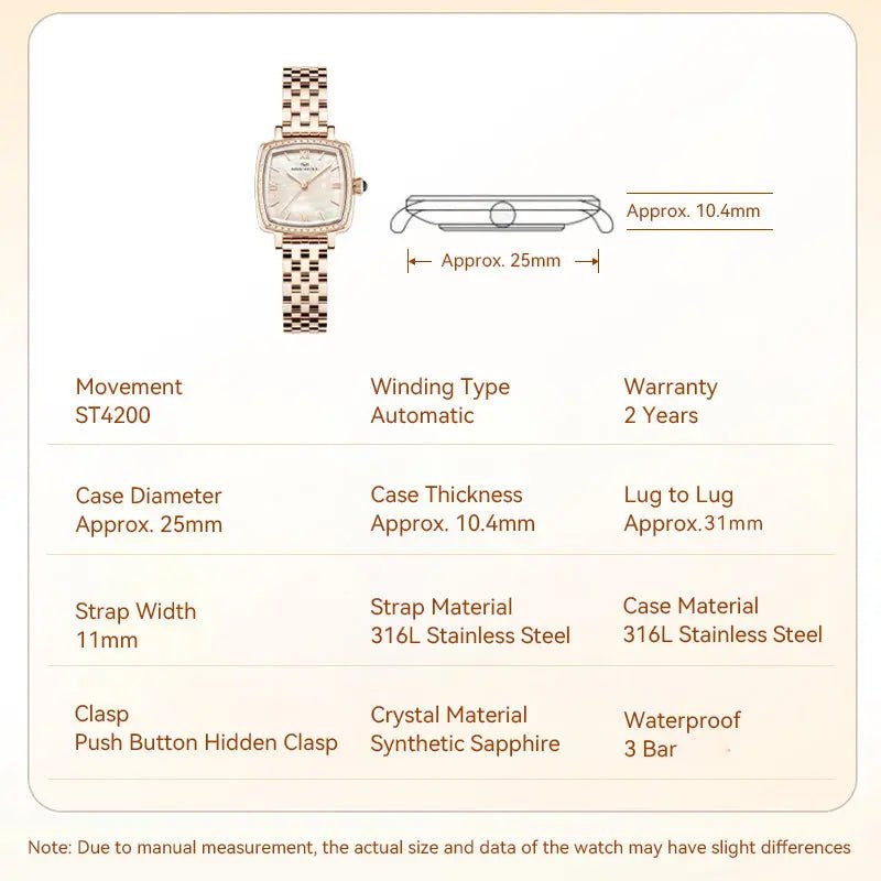 Oriento Series | Cube | Mother-of-Pearl Dial | 25mm - Sea-Gull Watch Official Store