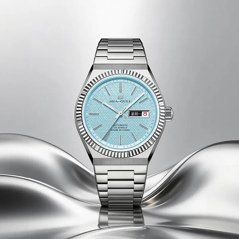 Reissue | Fluted Bezel | Day-Date Display | Ancient Cloud Motif Dial | 38mm - Sea-Gull Watch Official Store