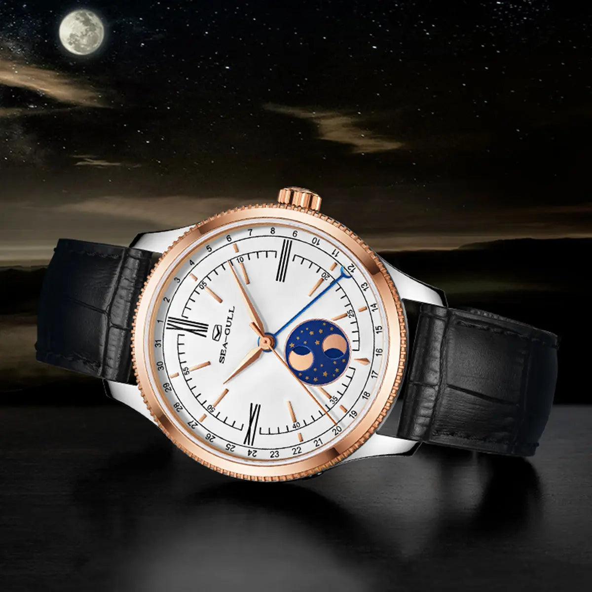 Moon Phase | Calendar | Roman Numeral | 41mm Sea-Gull